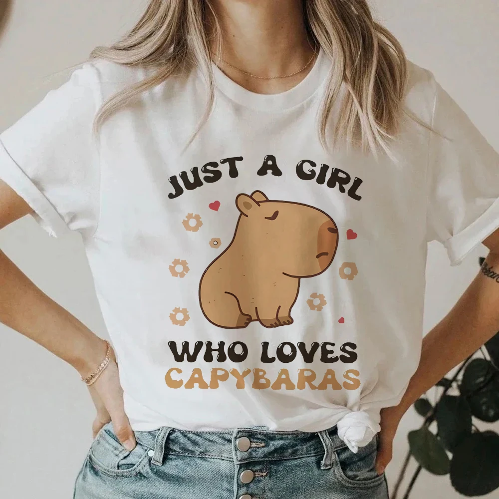 

Футболки с принтом капибары, женская футболка с рисунком манги Y2K, топ в стиле Харадзюку, женская дизайнерская одежда в японском стиле манга