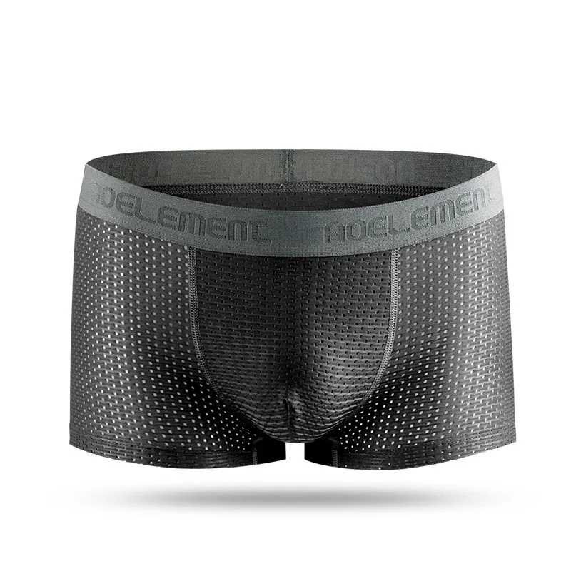 Herrenunterwäsche, Herren-Boxershorts, sportliche, atmungsaktive Sommer-Boxershorts aus Eisseiden-Mesh, Jugend-Slips