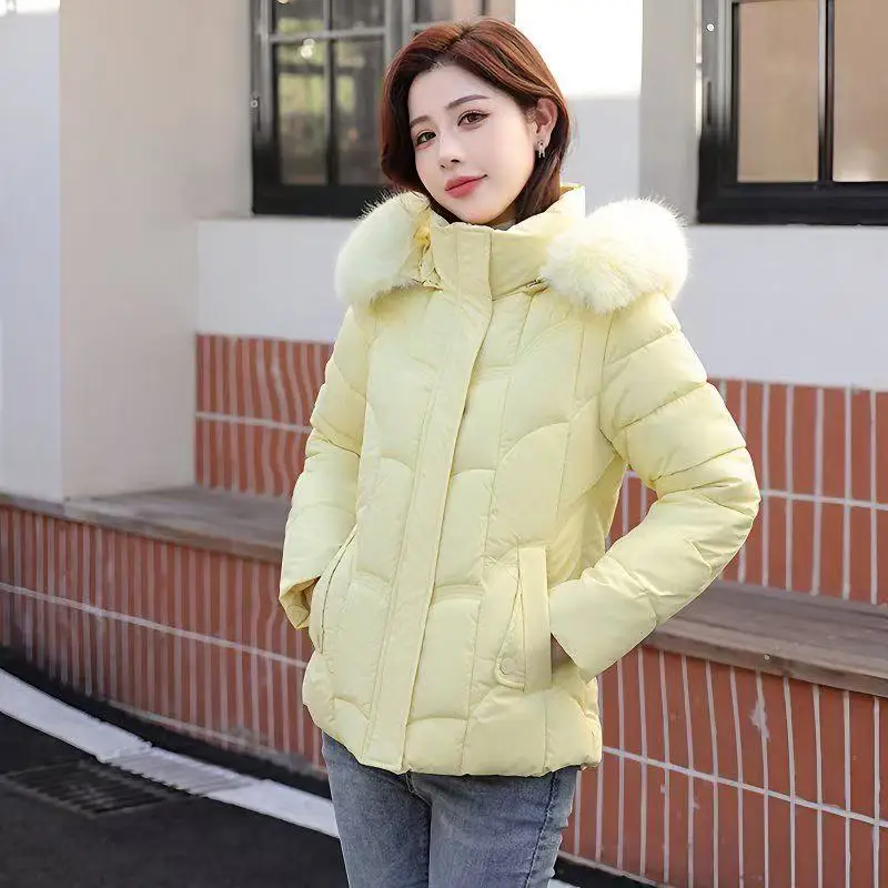 2025 New Winter Jacket Women Parkas Fashion Warm Down Cotton Padded Coat Ladies Short Overcoat Hooded Overwear Puffer Tops