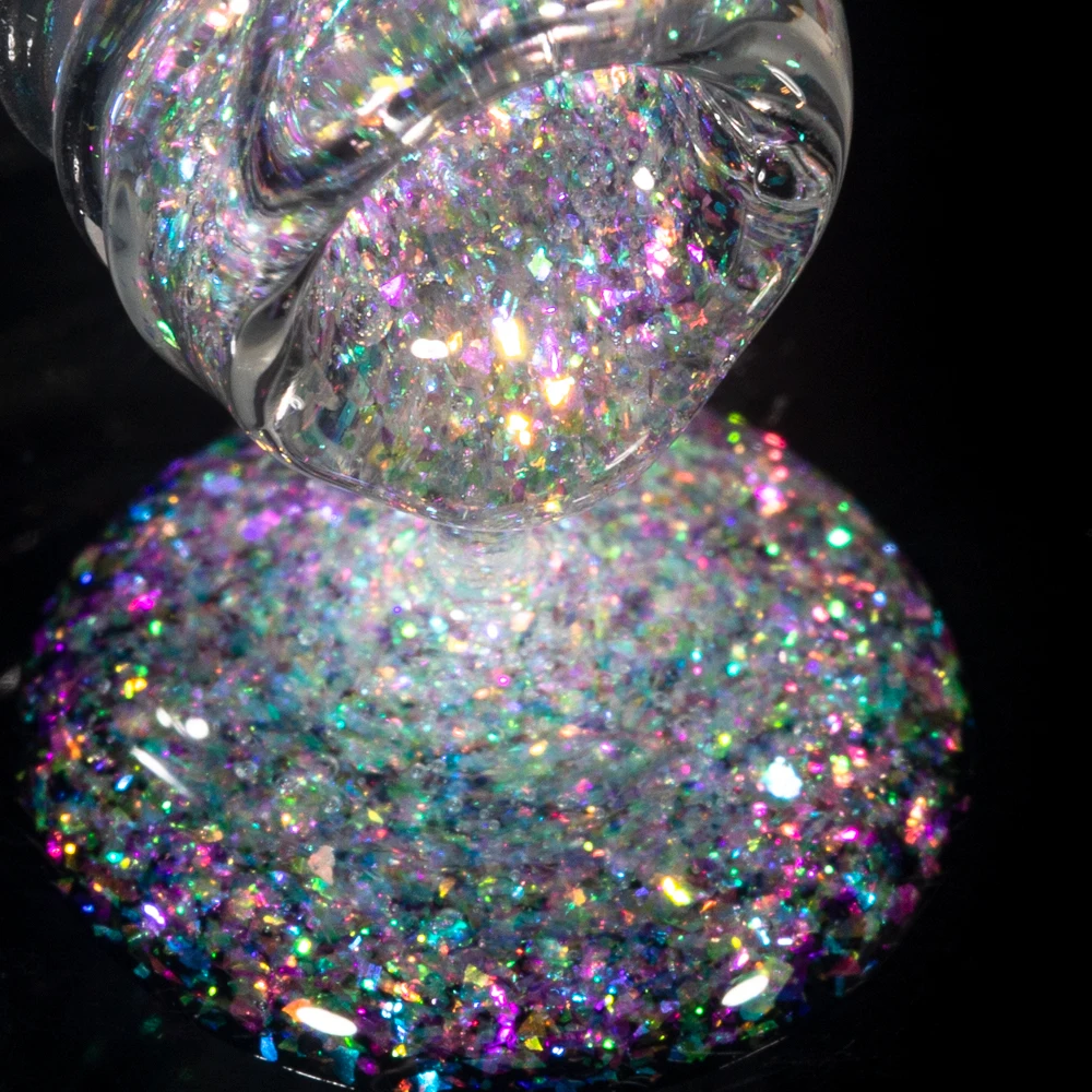 هلام الأظافر اللامع من كودي جل ديسكو أوبال جل ، طلاء الأظافر ، بريق بالأشعة فوق البنفسجية ، جل لامع ، معطف علوي ، ورنيش جل الشفق ثلاثي الألوان ، 15