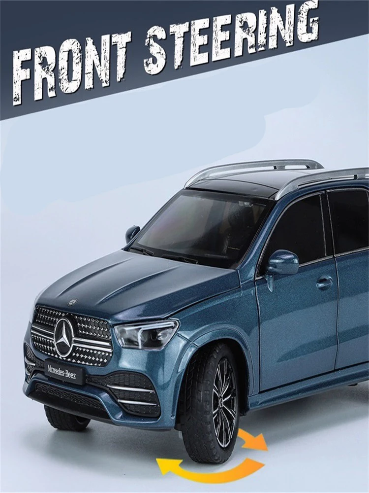 1/24 Benz GLE350 Off Road SUV Home Collection Ornaments Sound & Light Toy Miniatures Alloy Diecast Metal Model Car Toys for Kids