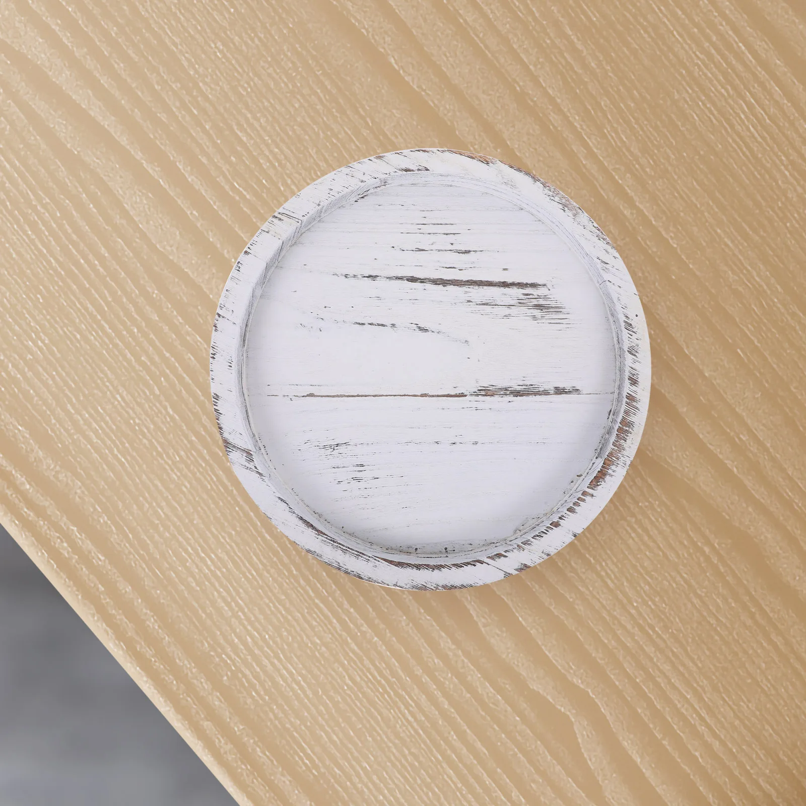 

Wooden Tray Round Vintage White Decorative Serving Platter High Quality Wood Plates Home Kitchen Living Room Storage Coffee