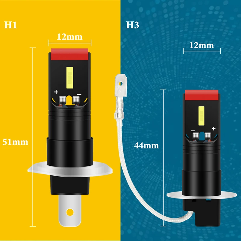 2Pcs H1 H3 LED Headlight Bulb Car Head Fog Light Super bright,plug and play White LED Fog Headlight Bulb For DRL Driving Light