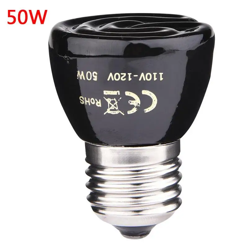 E27 Pet Heating Lamp Black Mini Infrared Ceramic Emitter Heat Light Bulb Pet Brooder Chickens Reptile Lamp Pet 25 50 75 100W