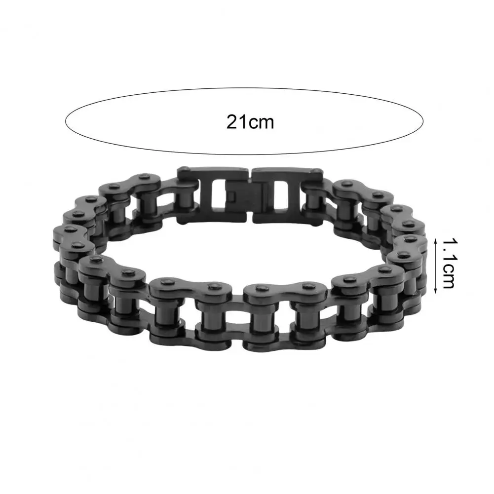 Retro Coloring Bracelet Unisex Stainless Steel Motorcycle Chain Bracelet Punk Hip-hop Style Wrist Bangle Smooth for Various