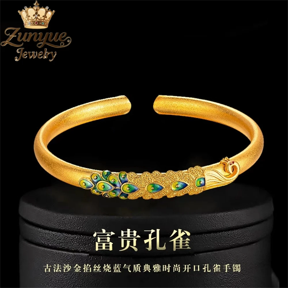 

High-End Sand Gold Enamel Peacock Bracelet Luxury Quality Jewelry Best Selling Fashion Jewelry Exquisite Charms Elegant Popular