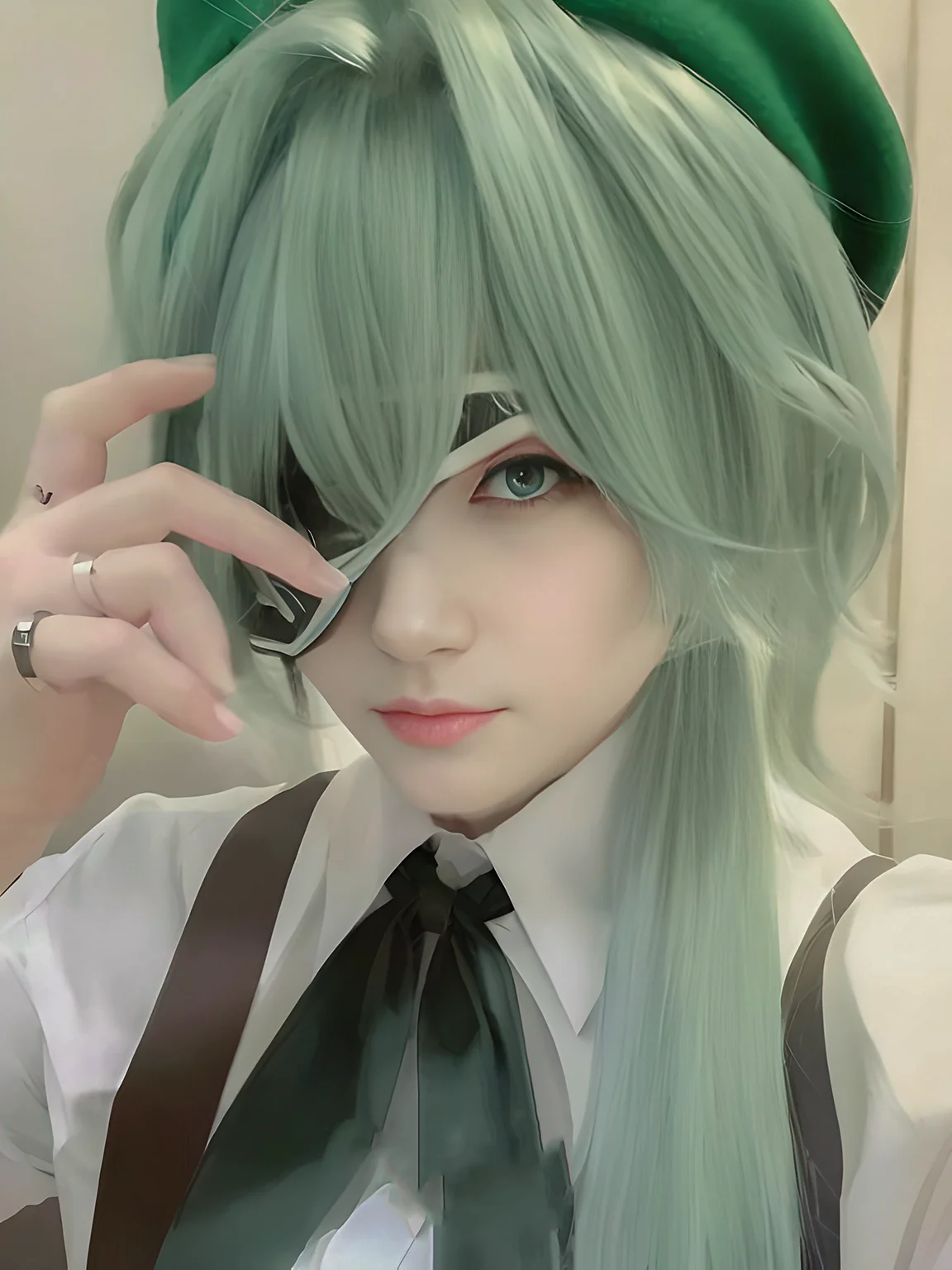 Game Honkai Star Rail Anaxa Cospaly Wig turquoise mix blue-green long hair+Wig cap anime cosplay Wig Party Halloween Wig
