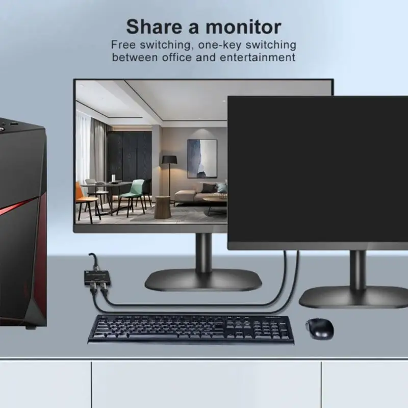 2x1 Bi-Direction HDMI-compatible 2 In 1 Out Switcher Adapter 8K@60Hz 4K@120Hz 1x2 Converter Splitter with Switch Button