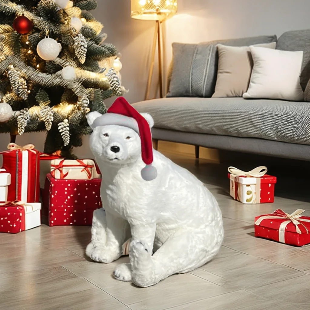 70CM White Life-Size Bear 2024 New Year Toy Gift Home Interior Accessories Christmas Polar  for   Decor