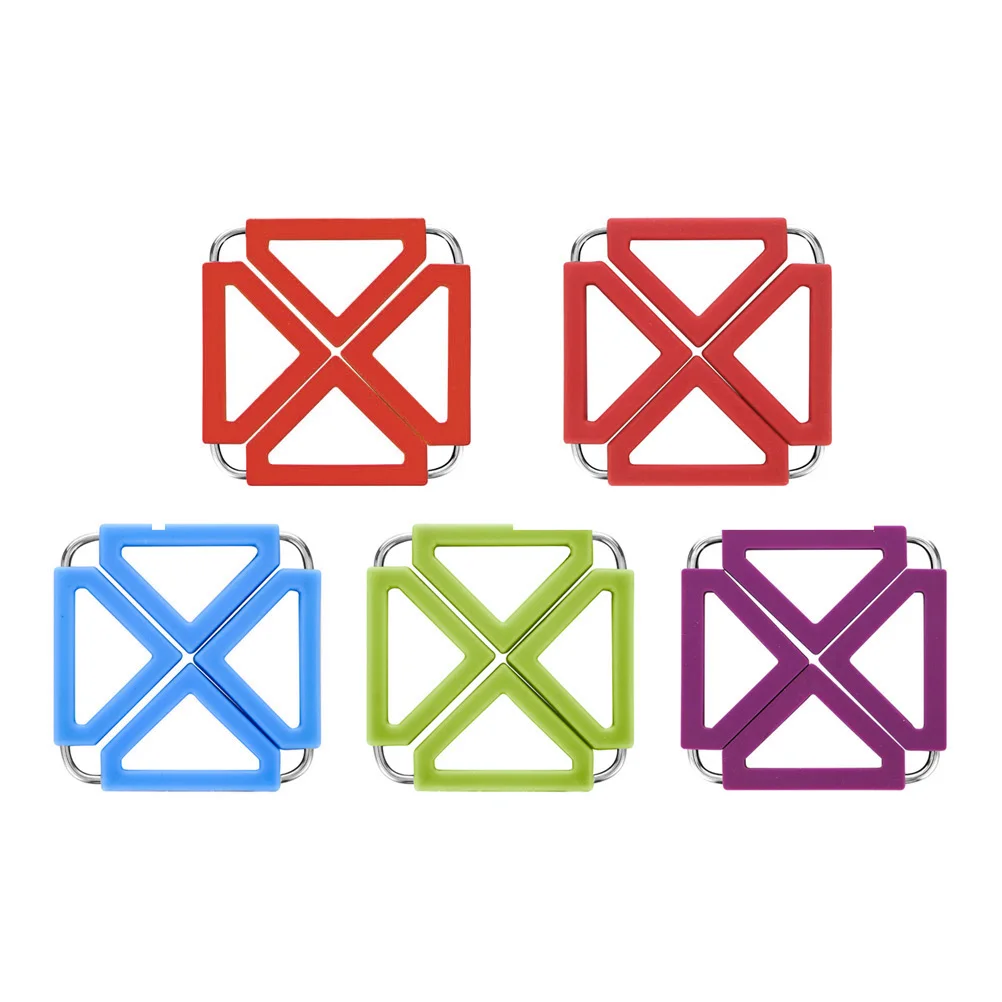 

5 Pcs Non-slip Heat Insulation Mat Foldable Table Pad Pads Hot Pot Holder Square Bowl
