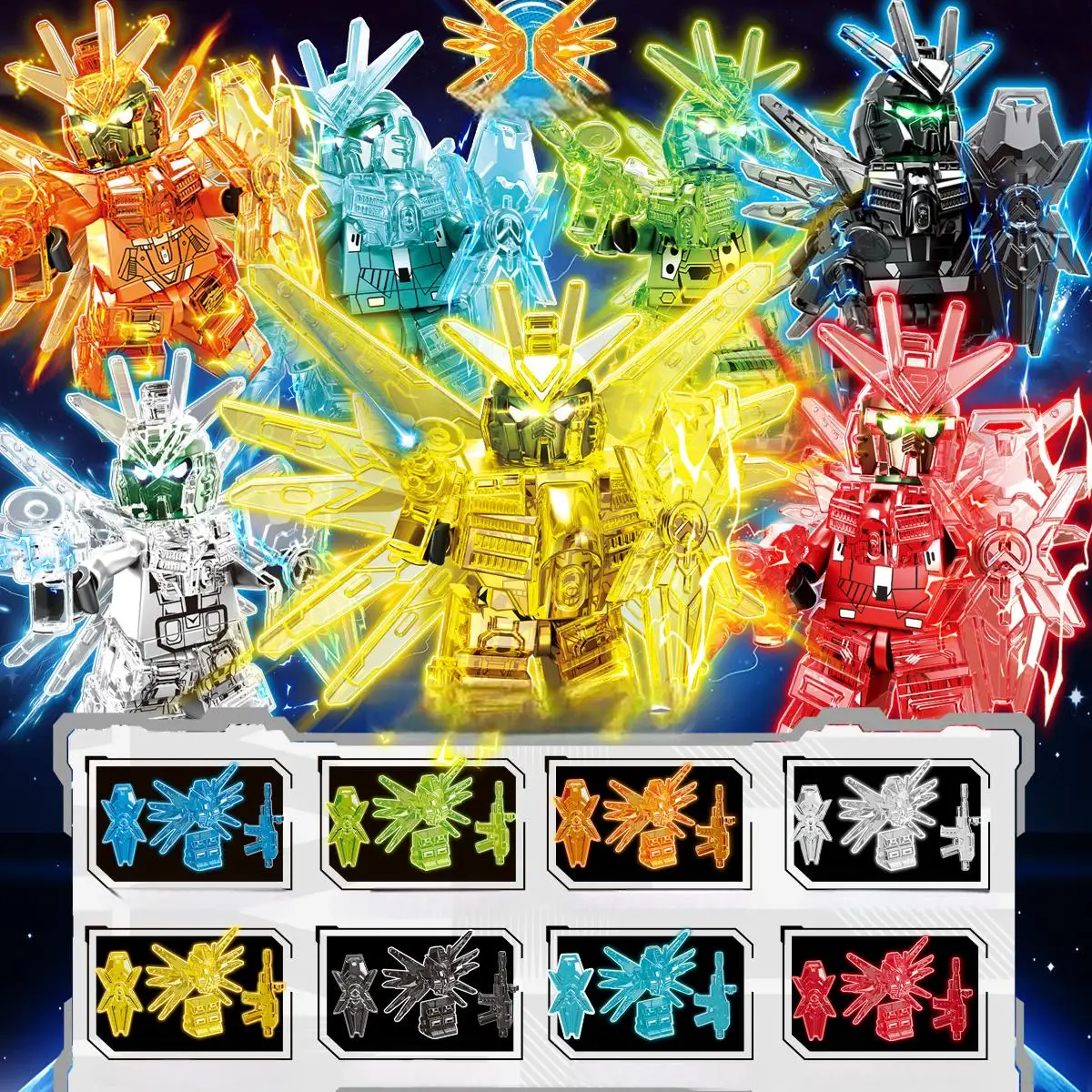 Glow in The Dark Mecha Robot Building Blocks, Figure Model Kit with Luminescent Arms & Weapons, STEM Construction Toys for Boys