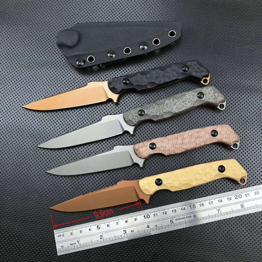 Cuchillo táctico Trskt 440c, cuchillos para acampar al aire libre, cuchillo de caza, herramienta Edc, mango de lino con Kydex, envío directo