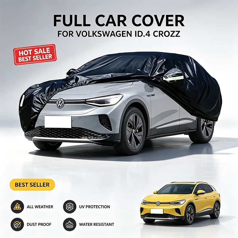 For Volkswagen ID.4 CROZZ Full Car Cover All Weather Snow Sun UV Dustproof Reflective Strips Wind Straps Outdoor