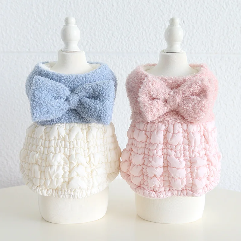 Pet Bow Coat Cute Bubble Skirt Autumn/Winter Teddy Cat Clothing Pet Clothing Dog Clothes for Small Dogs Costume Dog Sweater