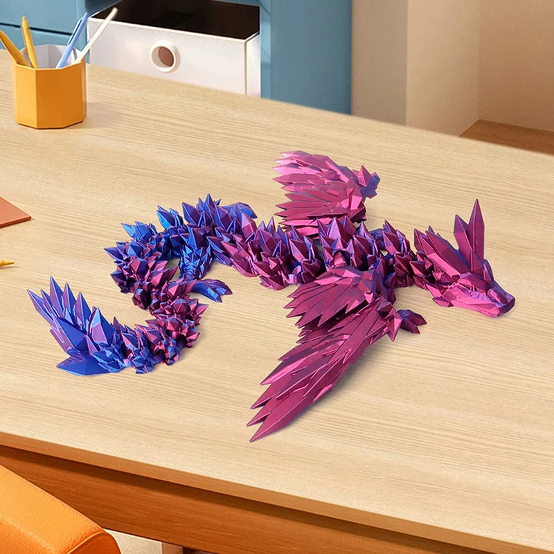 3D Printed Feilong Living Room Ornaments Multi-jointed Movable Dragon With Wings Tabletop Home Decoration