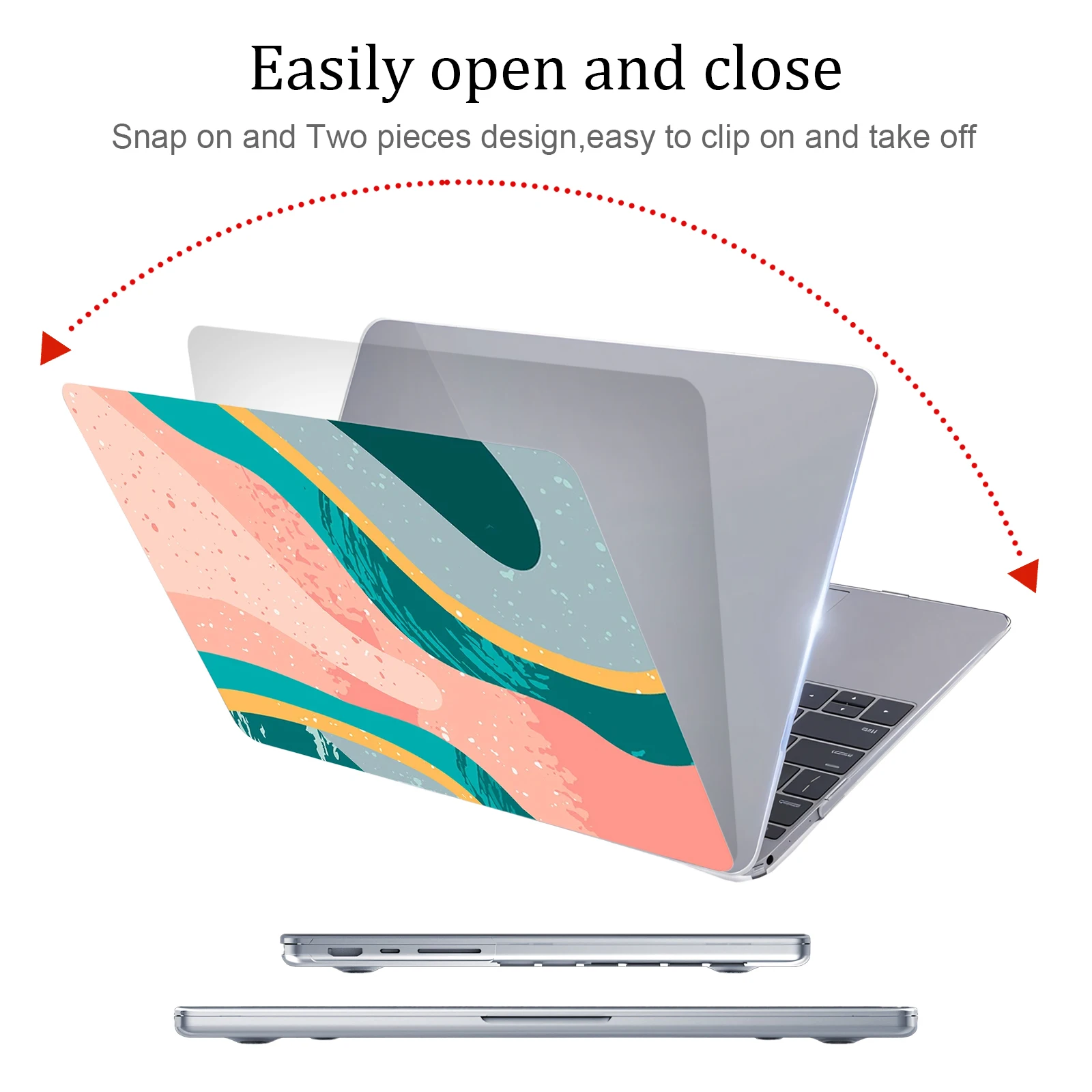 FocusOnPC Colorful Abstract Print Crystal Hard Shell MacBook Case, Slim Anti-Scratch Cover Fits Air 13.3/15.3, Pro 13.3/14/16
