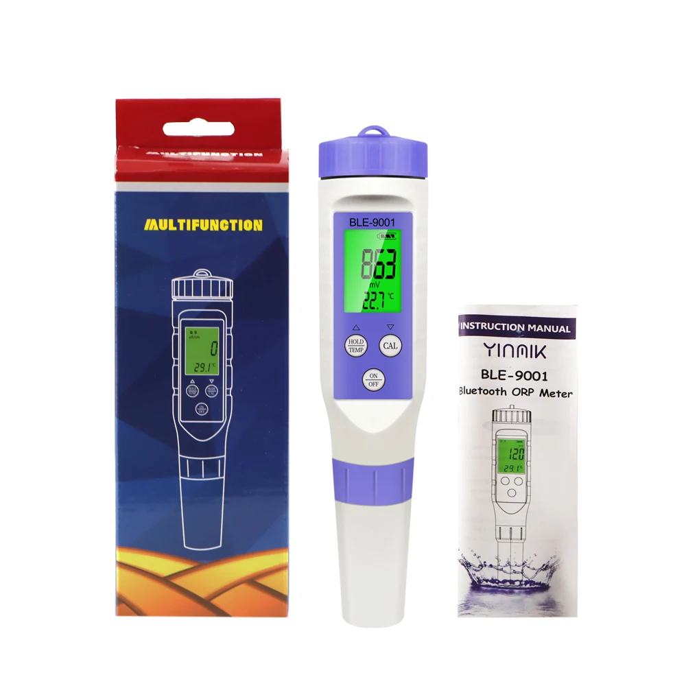 Portable Pen ORP Meter Blue-Tooth Redox Potential Online Analyzer Water Quality Purity Teste for Laboratory Swimming Pool Temp