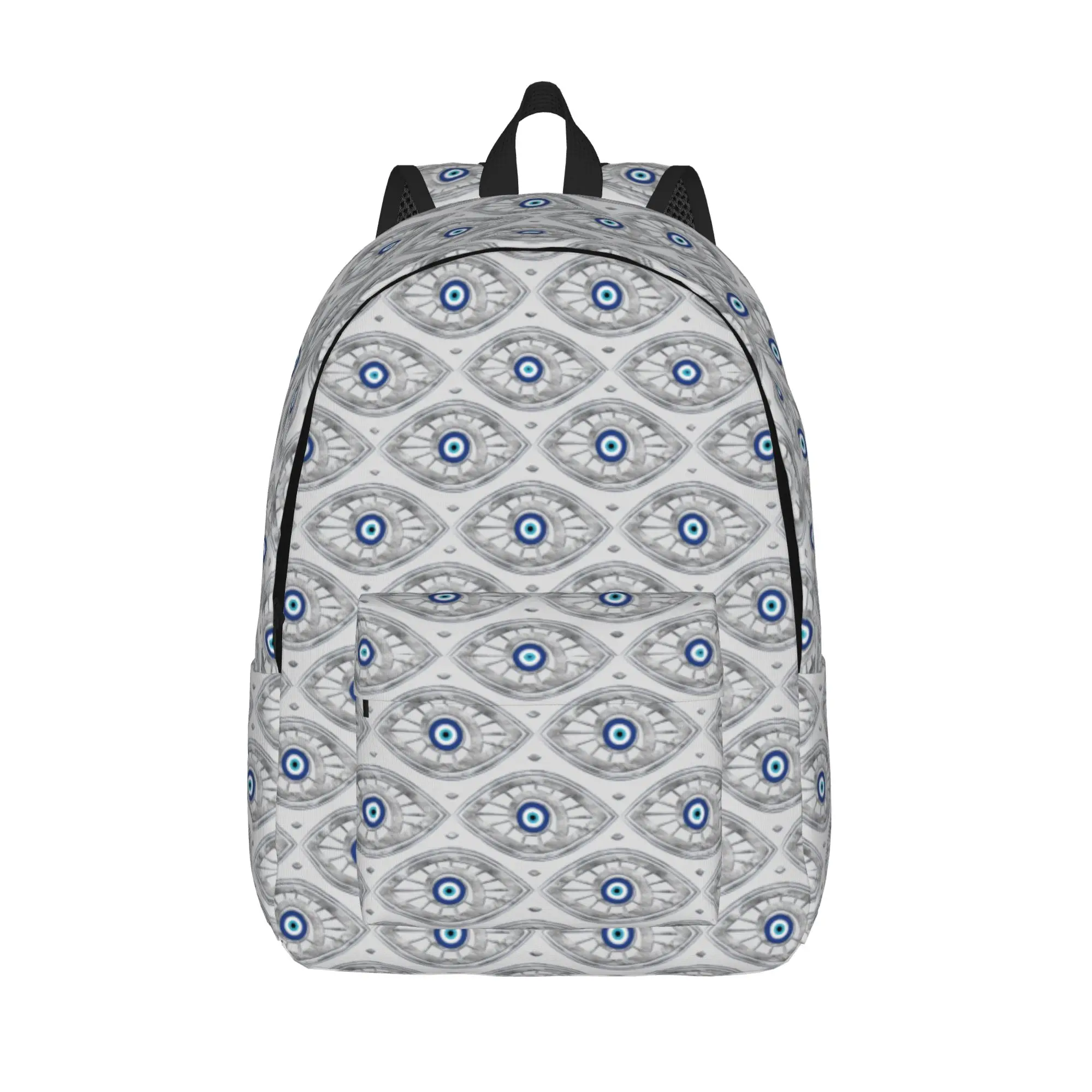 Greek Matiasma Evil Eye Backpack Fashion Student Work Daypack Greek Amulet Nazar Lucky College Canvas Bags Lightweight