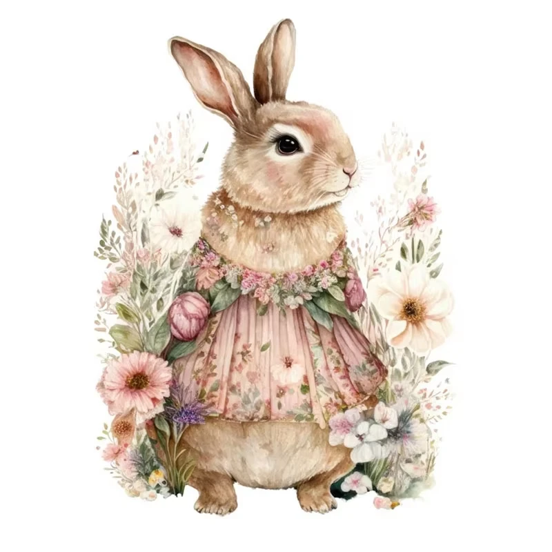 PVC Wall Sticker Girl Rabbit Colorful Decorative Home Wall Decals Easy to Apply Cartoon Animal Theme B22
