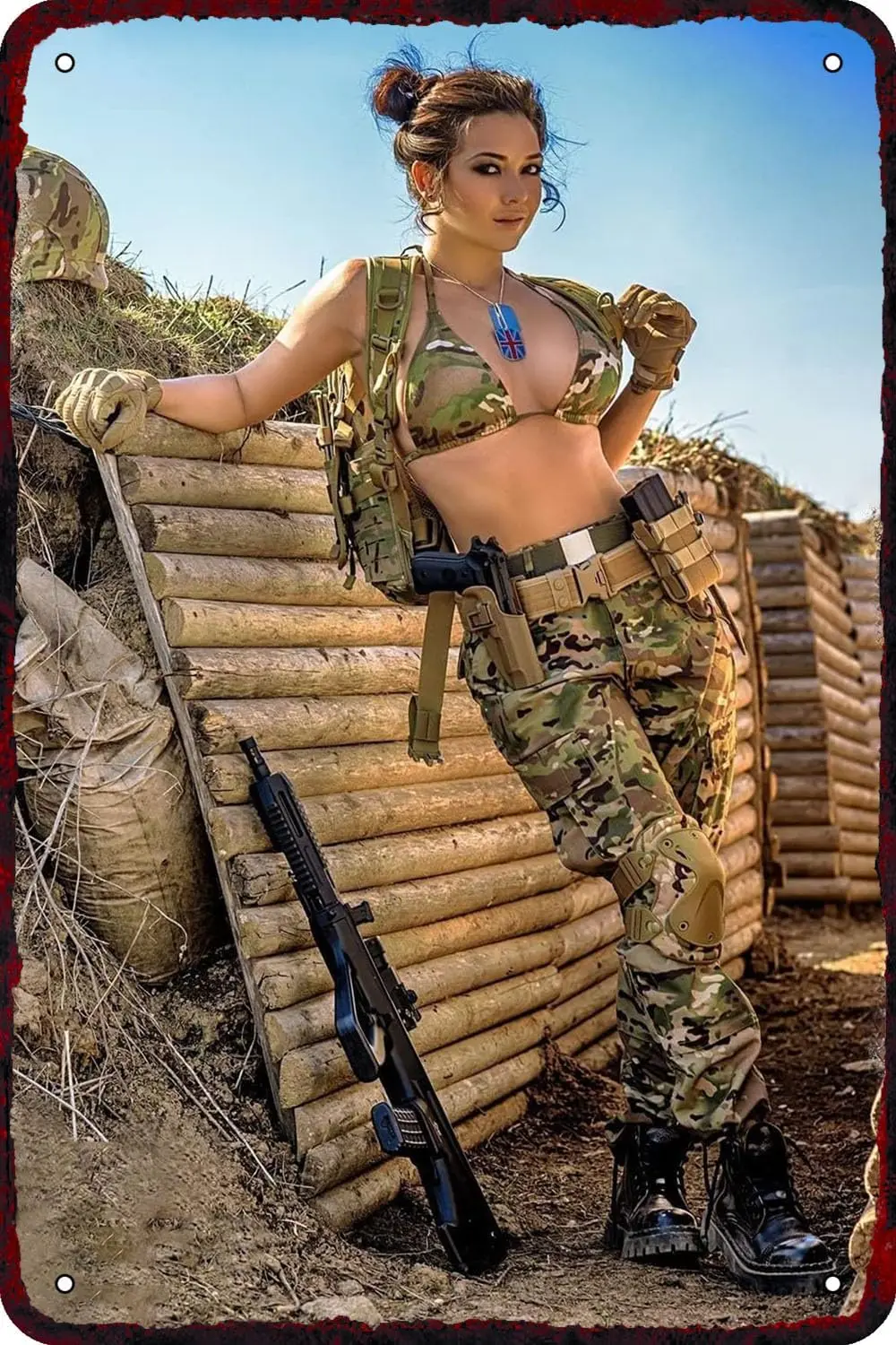 

Металлические таблички с изображением пин-ап девушек, сексуальных женщин с оружием, винтажные жестяные вывески в военном стиле, настенный декор для дома, спальни, мужской комнаты и т.д.