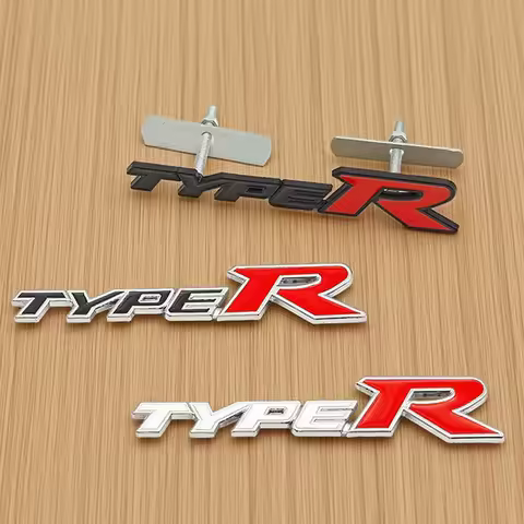 3d Metal Alloy Letters Type R Logo Car Front Grille Badge Emblem for Accord Civic Type R Auto Accessories