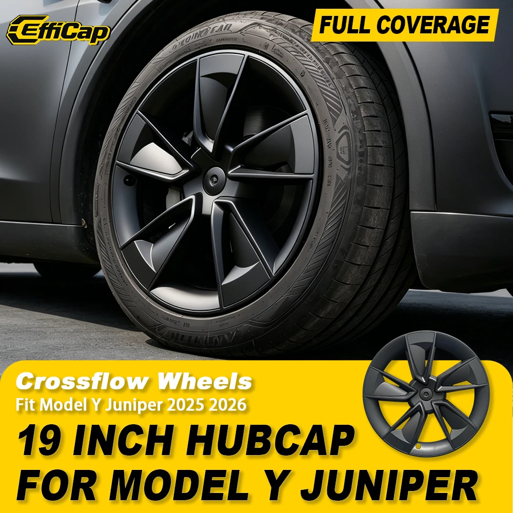 

4PCS 19 Inch Hubcap For Tesla Model Y Juniper 2025 Wheel Cap Replacement Automobile Crossflow Wheel Full Rim Cover Accessories