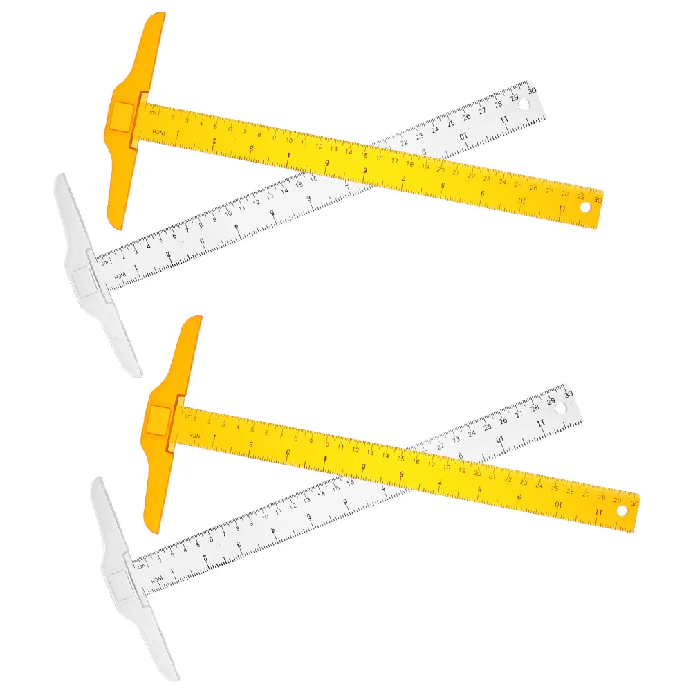 4 قطعة T شكل حاكم قسط البلاستيك مقياس مزدوج الفن الرسم أداة قياس الفصول الدراسية مكتب اللوازم المنزلية T حاكم