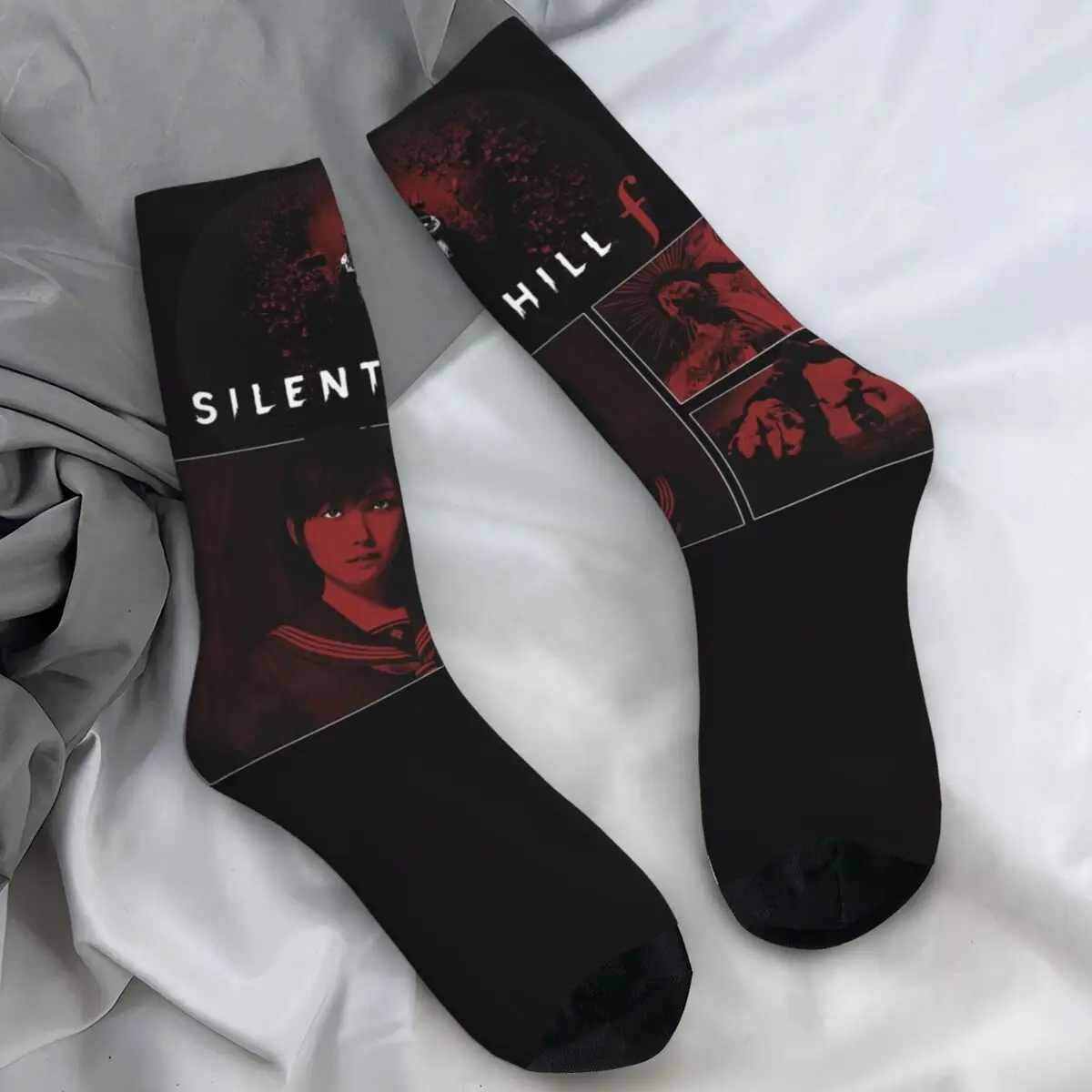 

Silent Hill F Game Hinako Stockings Дизайнерские носки в стиле Харадзюку Зимние нескользящие носки для взрослых и мужчин Беговые спортивные качественные носки
