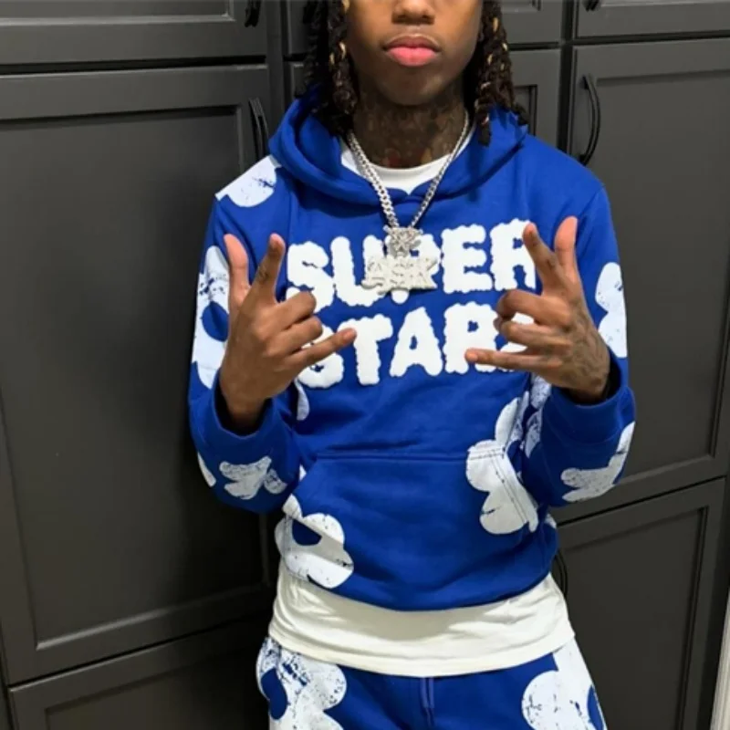 Conjunto de Sudadera con capucha y letras estampadas para hombre y mujer, ropa de calle estilo Hip Hop, Retro, Harajuku, Y2k, primavera y otoño, 2024