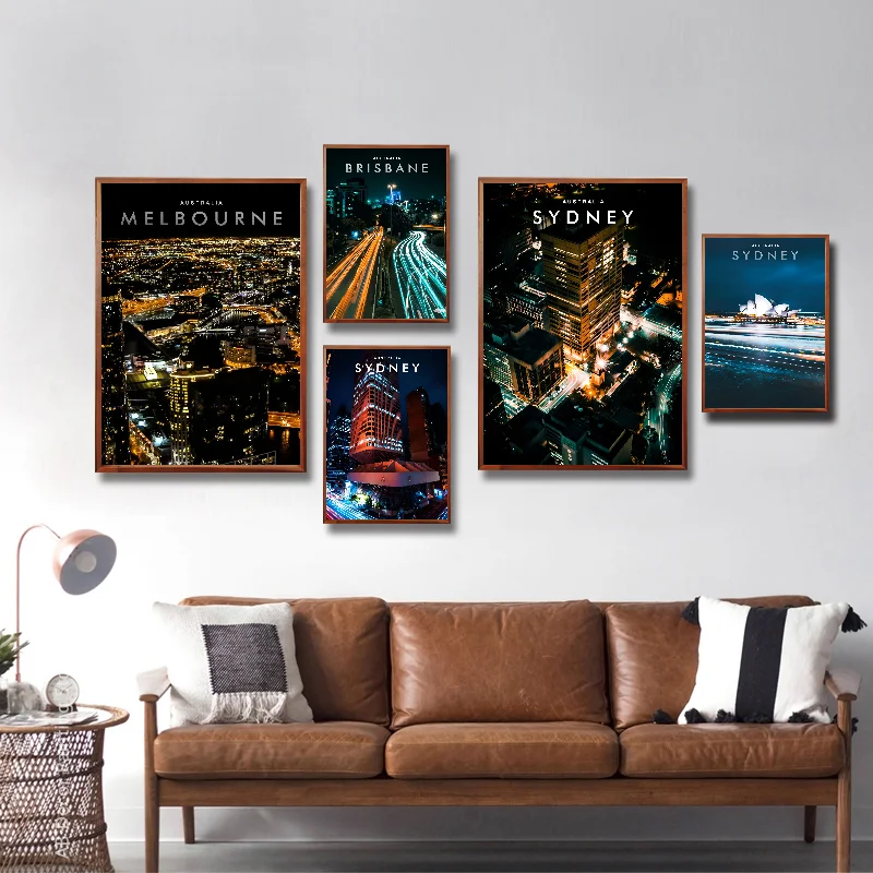 Melbourne Sydney Canberra Perth Australia Travel Poster Self-adhesive Art Waterproof Paper Sticker House Bar Room Wall Decor