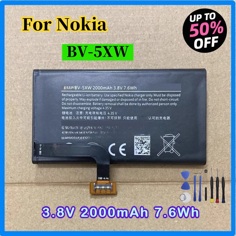 

3.8V BV-5XW With Tools Replacement Battery for Nokia Lumia 1020 EOS BV 5XW 2000Mah Bateria