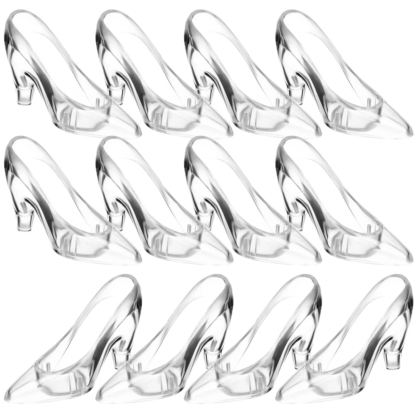 

12Pcs Crystal Shoe Ornament Clear High Heel Decor Sparkle Finish Sturdy Flat Surface Display Desktop Adornment for Contemporary