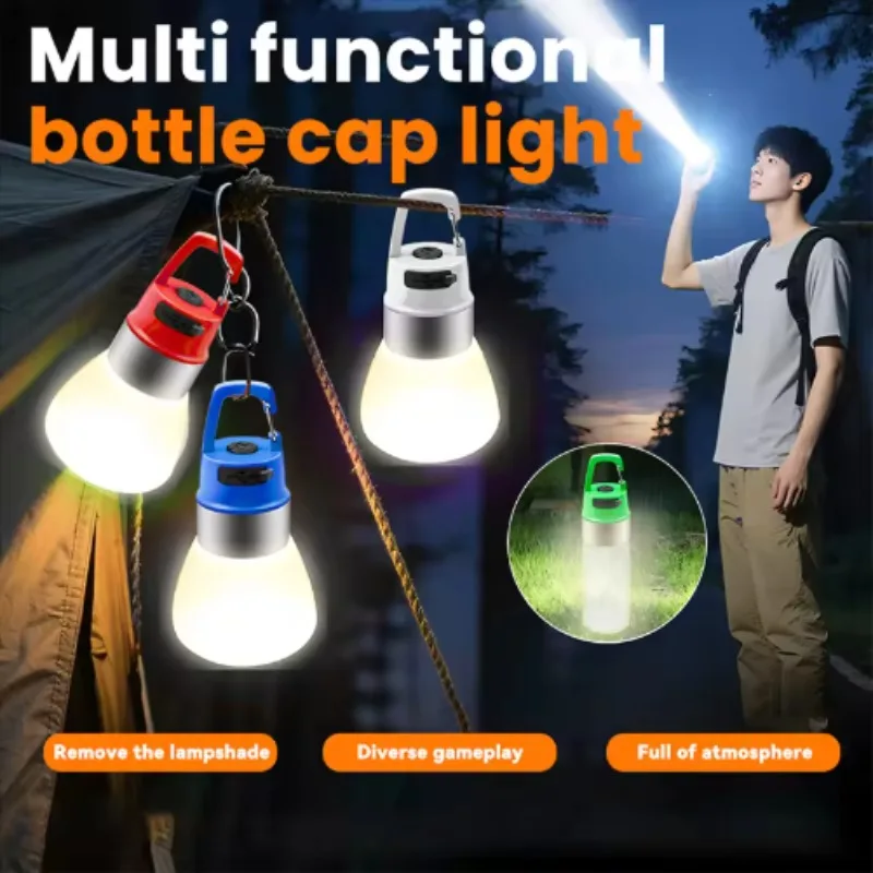 Portable RGB LED Camping Lantern Water Bottle Light 7 Color Modes for Hangable Rechargeable Waterproof for Tent Garden Party