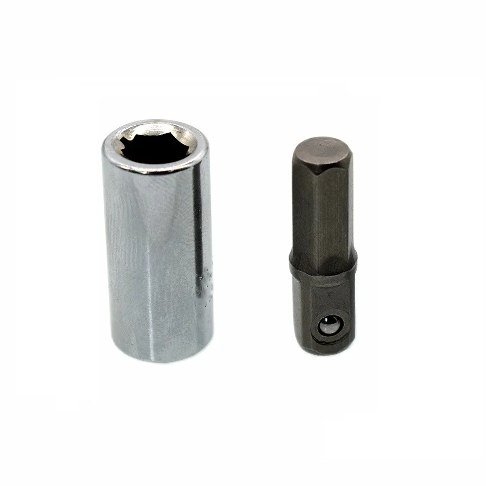 2Pcs 1/4 Vierkante Drive Tot 1/4 Hex Schacht Klopboormachine Socket + 1/4 Boor Socket Adapter Voor Alle Quick veranderen Klauwplaten 2000 In/Lb