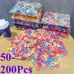 50-200Pcs Women Girls Colorful Nylon Elastic Hair Bands Ponytail Hold Small Hair Tie Rubber Bands Scrunchie Hair Accessories