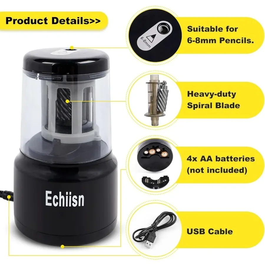 Elektrische puntenslijper voor kantoor en persoonlijk gebruik met superscherpe prestaties Krachtige stalvrije motor Langdurig 10 jaar