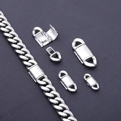 Stainless Steel Cuban Link Chain Clasps Buckle Closure for Hip Hop Chain Bracelet Necklace Jewelry Making Accessories Connection