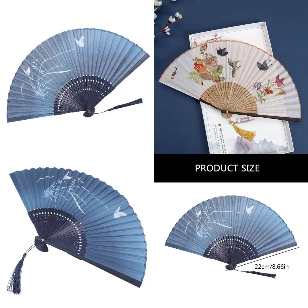 

G6KF Chinese Butterfly Pattern Handheld Fan for Weddings and Festivals Folding Fan