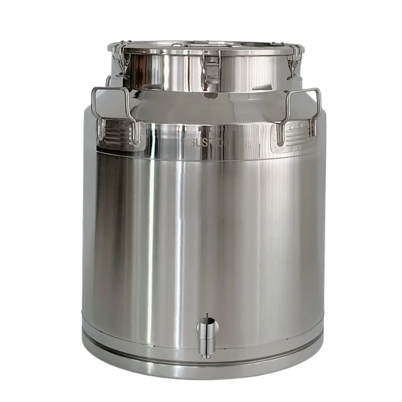 For 304 Stainless Steel Oil Drum with Lid Thick Sealed Milk Bucket with Faucet 100 Jin 50