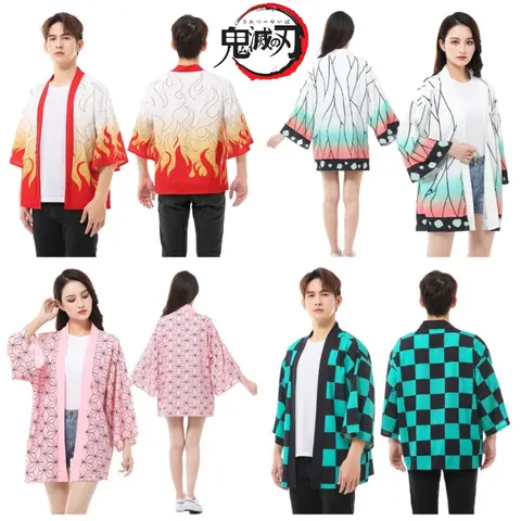 Anime Demon Slayer Tanjirou Nezuko Printing Cosplay Costume Cloak Summer Women Kimono Cardigan Cloak Beach Vacation Cloak Gift