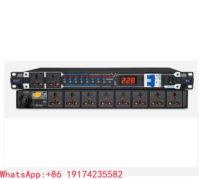 TIP-8 Power Sequencer 8+2 Channels Intelligent Power Management Device Outlets  with Surge Protection for Server Stage Concert