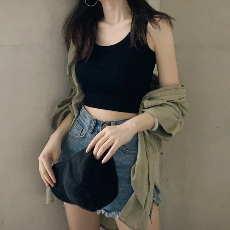 여름 한국 스타일 현아 베스트 아우터웨어 블라 섹시한 탑 여성용 슬림 베이스 레이어 오피스 출퇴근용