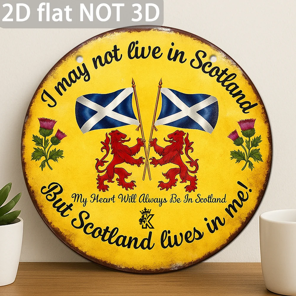 Vintage Scottish Round Metal Sign - 8 Inch Aluminum Wall Art for Rustic Home, Bar, or Farmhouse Decor
