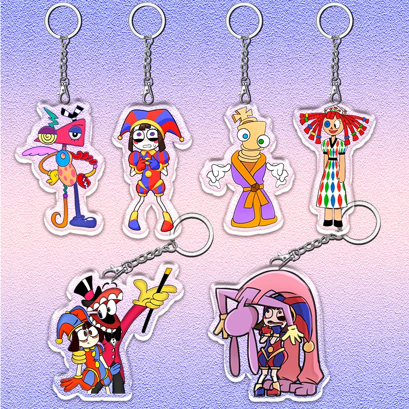 

12cm The Amazing Digital Circus Acrylic Keychain Pomni Jax Gangle Double Sided Pattern Pendant Children's Festival Fun Gift