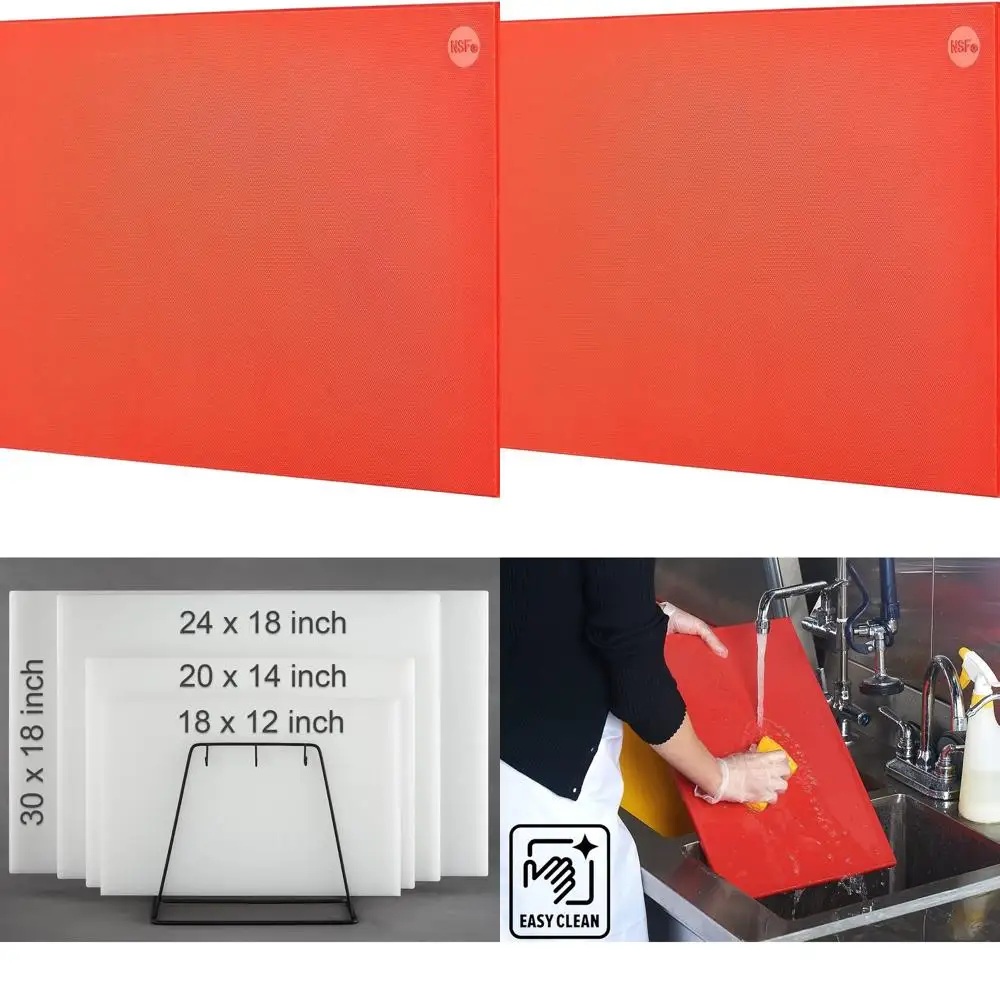 

Красная коммерческая пластиковая разделочная доска 30 x 18, с противоскользящей поверхностью и возможностью мытья в посудомоечной машине, толщина 0,5