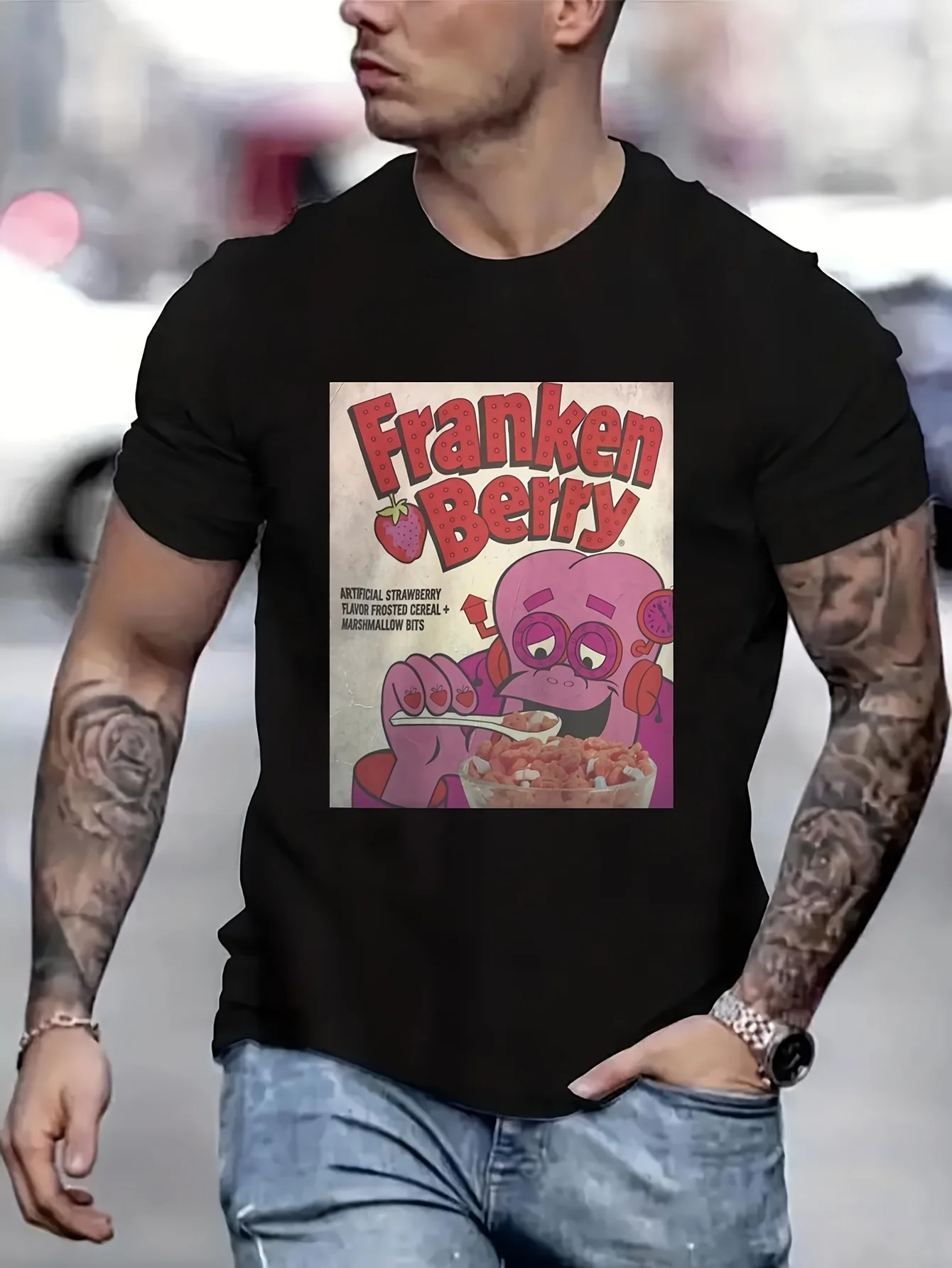 

Frankenberry Mens Gifts T-Shirts Designer Clothes Men Funny T-Shirt For Men High End Men's Clothing B5021048