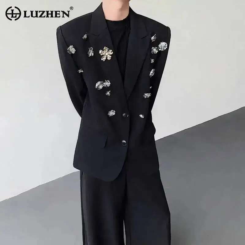 LUZHEN Blazer Luxury Elegant Temperament Three-dimensional Coat Men's Patchwork 2025 Autumn Handsome Shoulder Pad Jacket JY7381