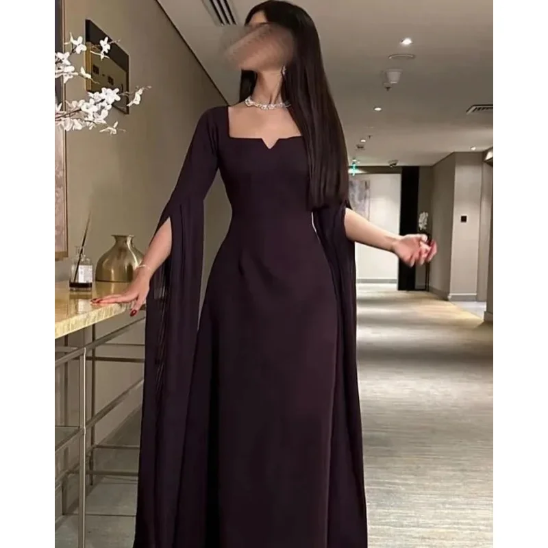 Indie Elegant Square Neck Prom Gown Women's Long Sleeve Mermaid Evening Dress Floor Length Formal Occasion Dresses customized