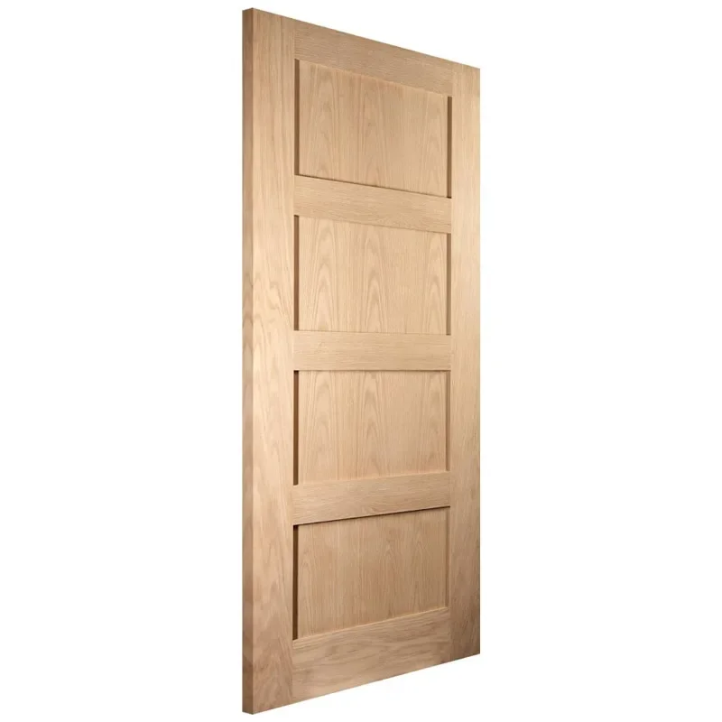 4 Panel Oak Veneer Or White Primed Hotel Design Interior Solid Core Shaker Style Doors