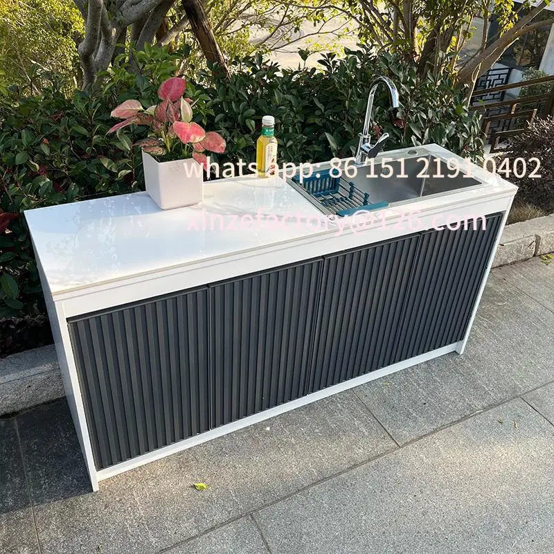 Customizable Outdoor Cabinet Garden Island Full Alloy Rock Slate Sink Integrated Cabinet Outdoor Wash Table